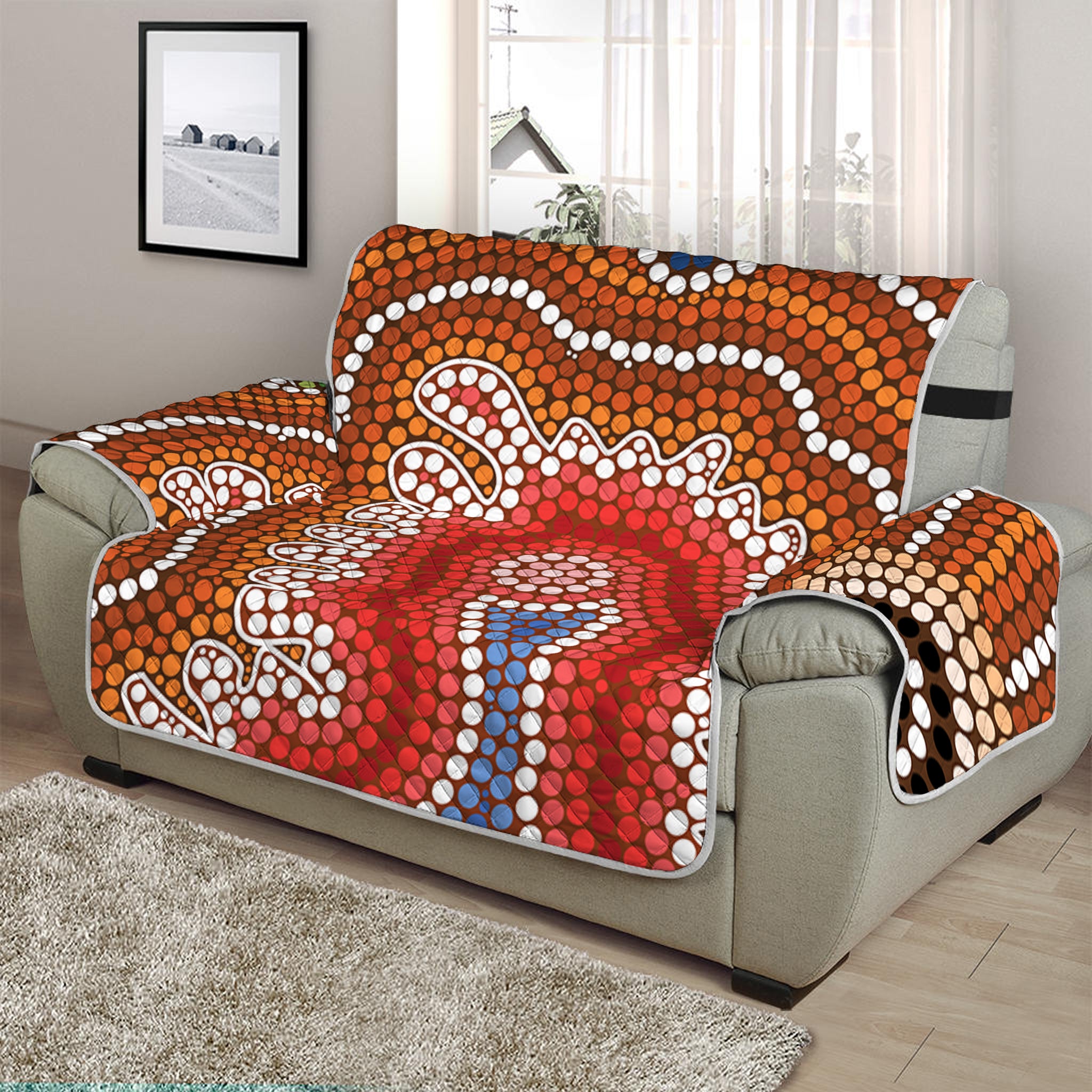 Australian Aboriginal Art Print Half Sofa Protector