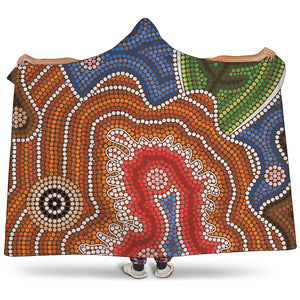 Australian Aboriginal Art Print Hooded Blanket