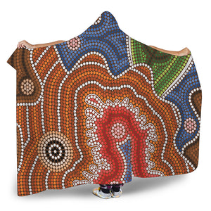 Australian Aboriginal Art Print Hooded Blanket