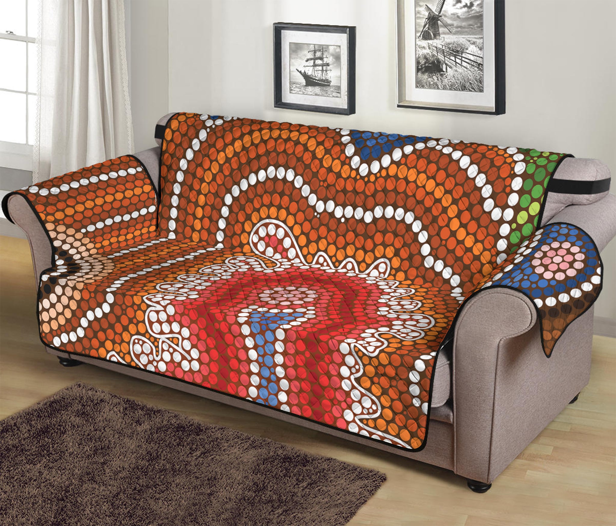 Australian Aboriginal Art Print Sofa Protector