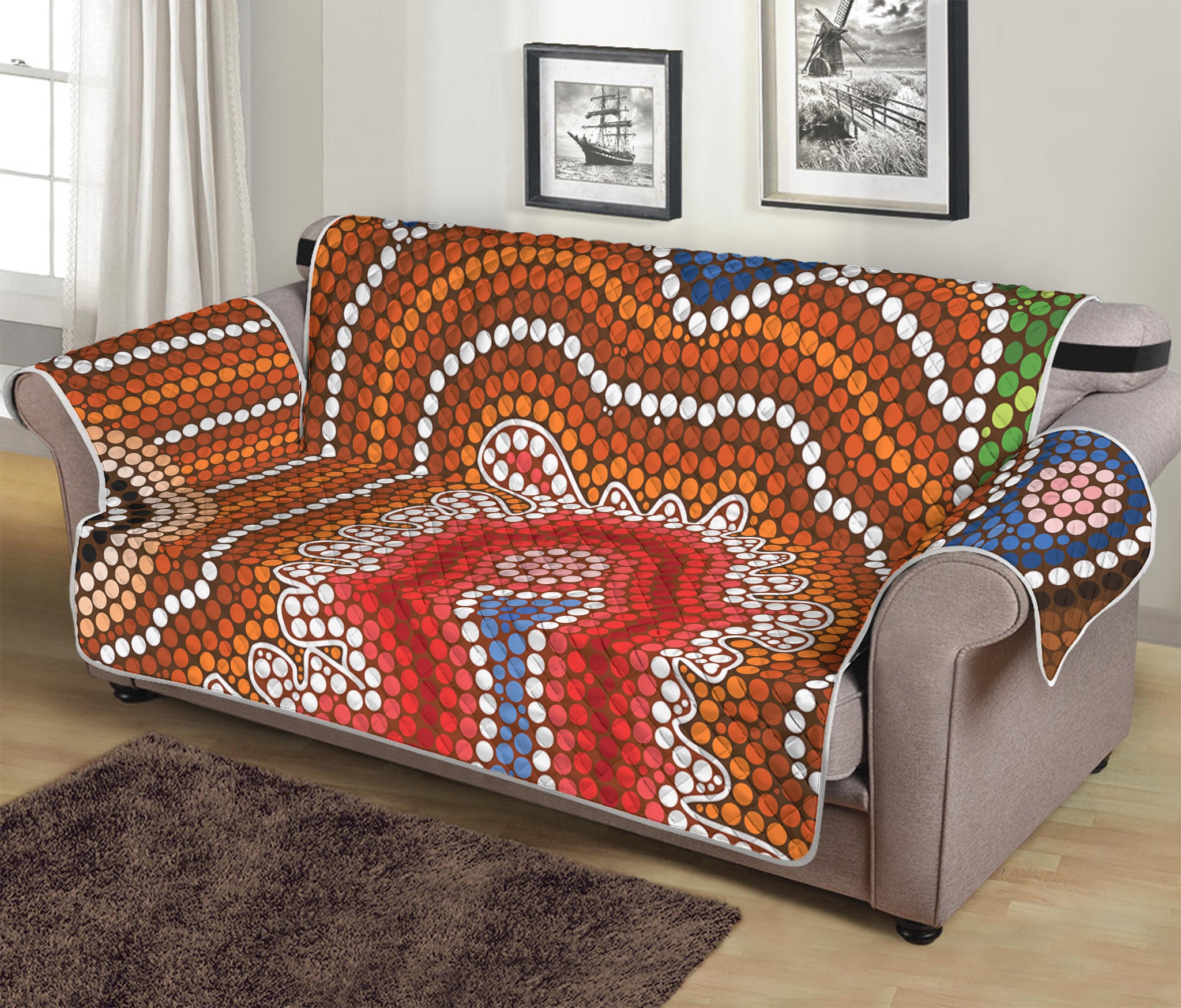 Australian Aboriginal Art Print Sofa Protector