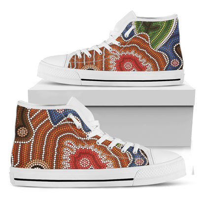Australian Aboriginal Art Print White High Top Shoes