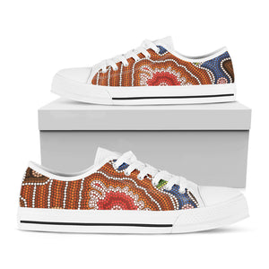 Australian Aboriginal Art Print White Low Top Shoes