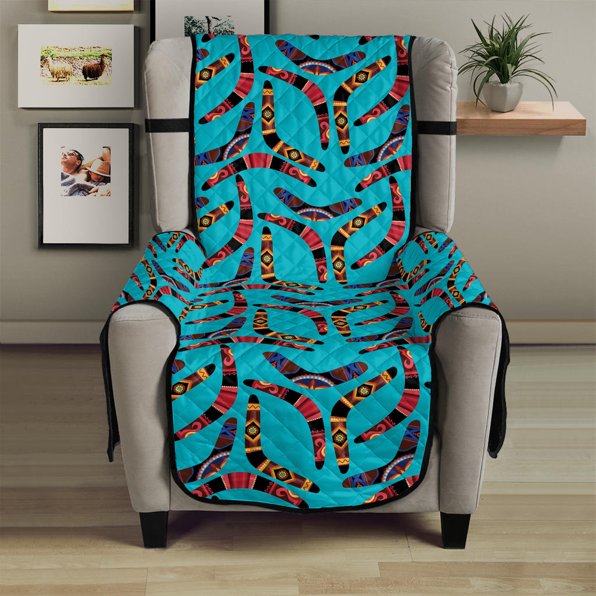 Australian Aboriginal Boomerang Print Armchair Protector