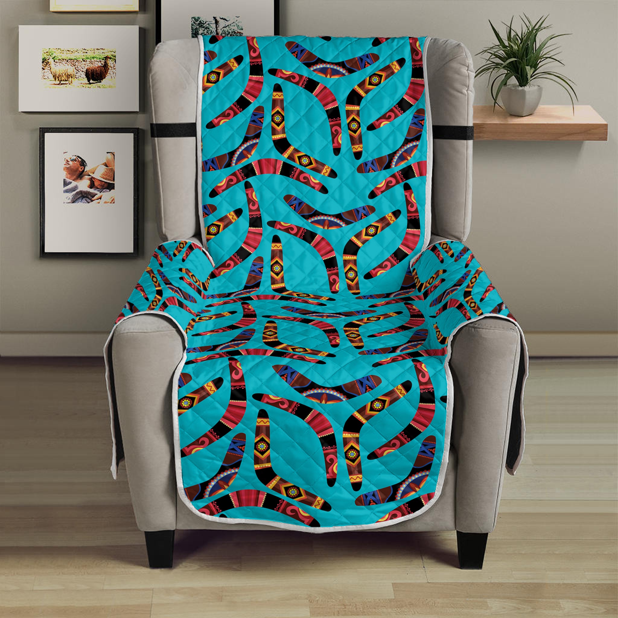 Australian Aboriginal Boomerang Print Armchair Protector