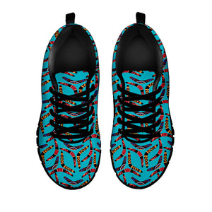 Australian Aboriginal Boomerang Print Black Sneakers