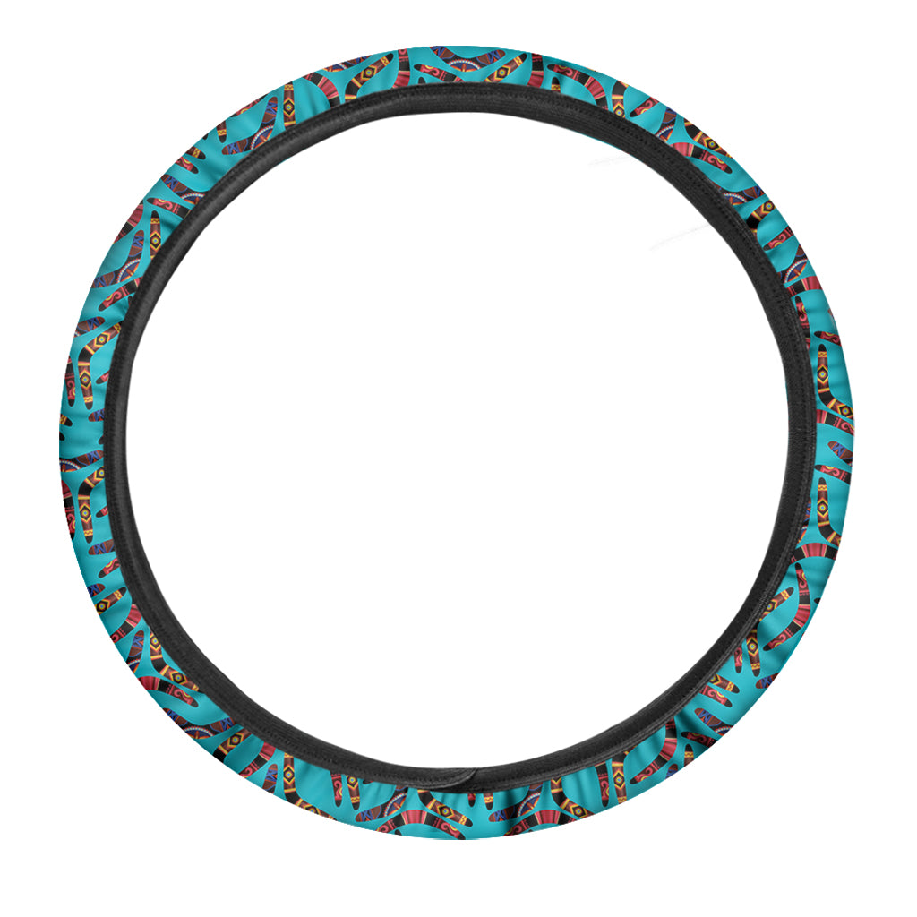 Australian Aboriginal Boomerang Print Car Steering Wheel Cover