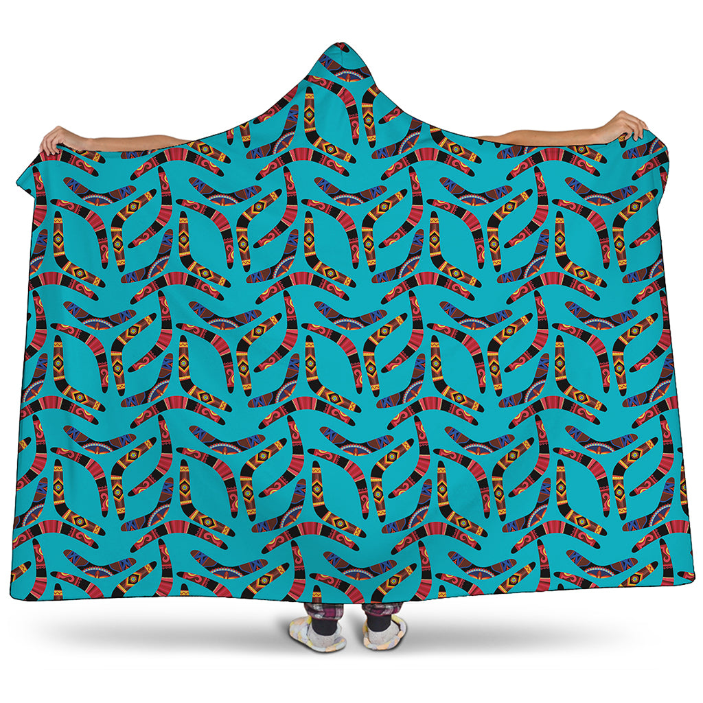 Australian Aboriginal Boomerang Print Hooded Blanket