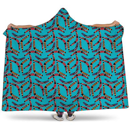 Australian Aboriginal Boomerang Print Hooded Blanket