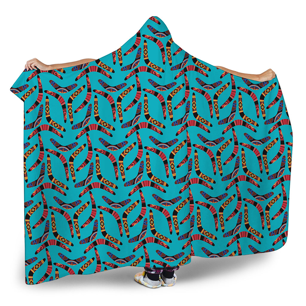 Australian Aboriginal Boomerang Print Hooded Blanket
