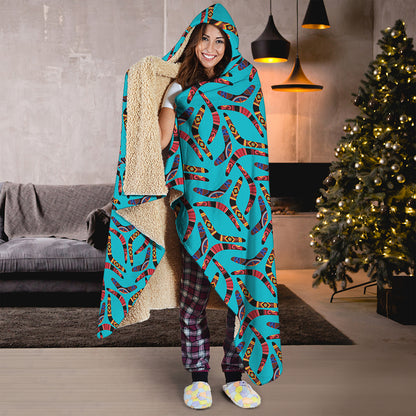 Australian Aboriginal Boomerang Print Hooded Blanket