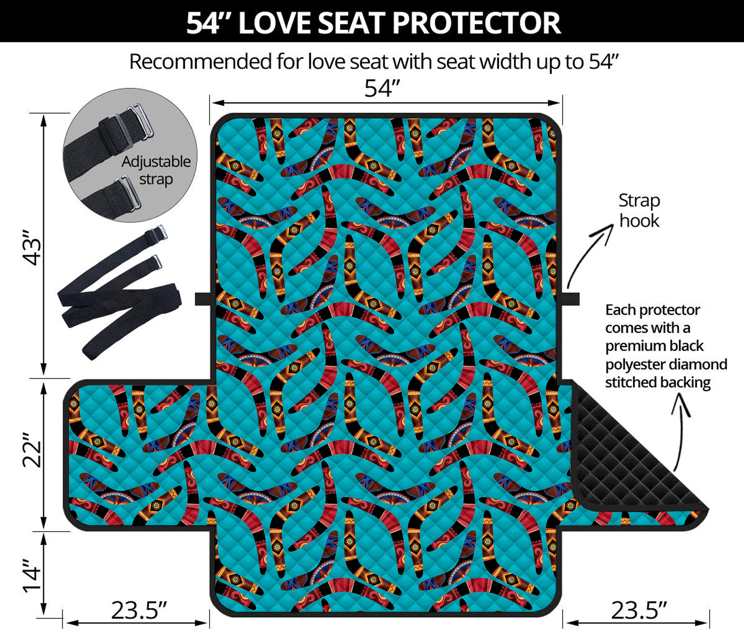 Australian Aboriginal Boomerang Print Loveseat Protector