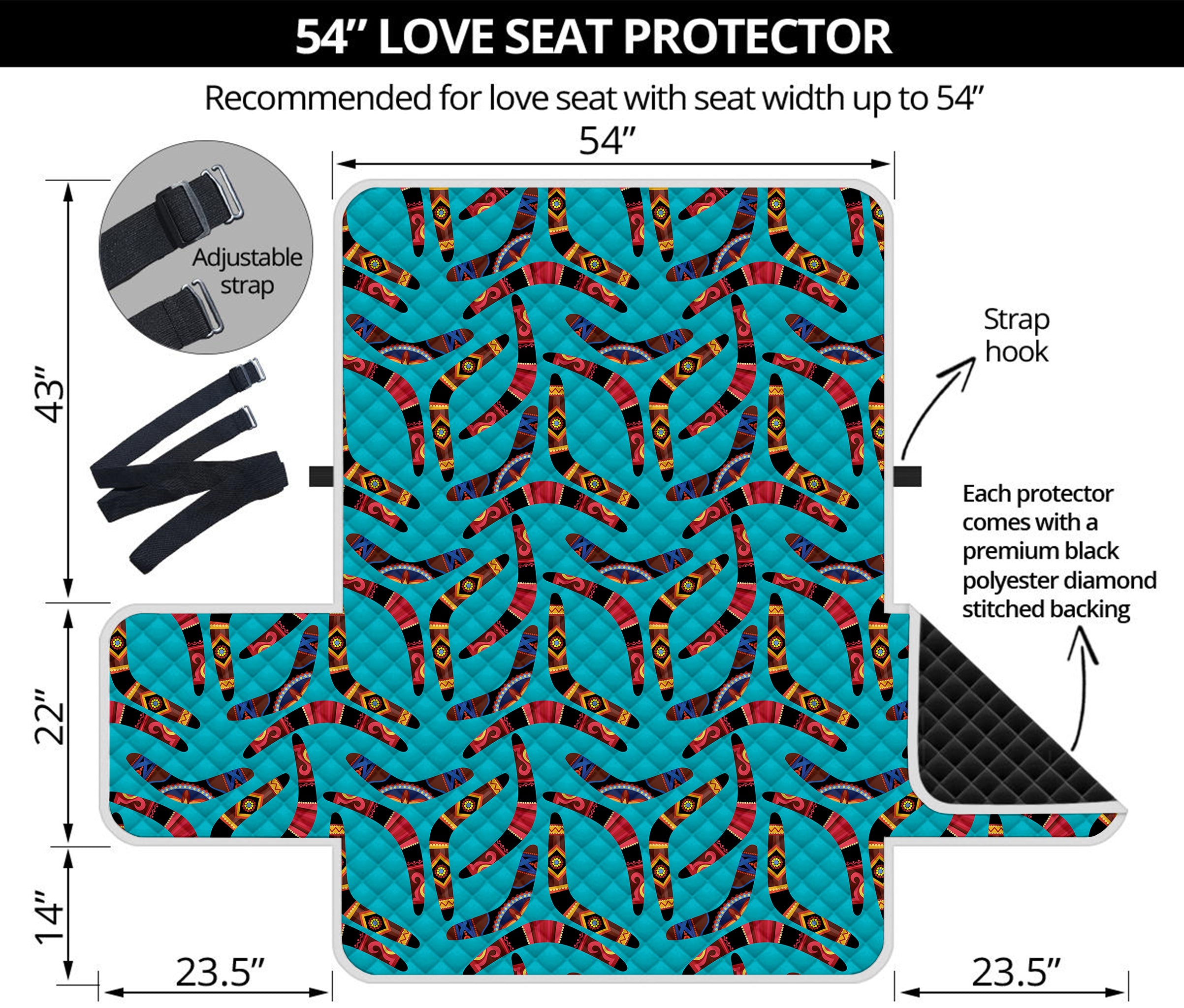 Australian Aboriginal Boomerang Print Loveseat Protector