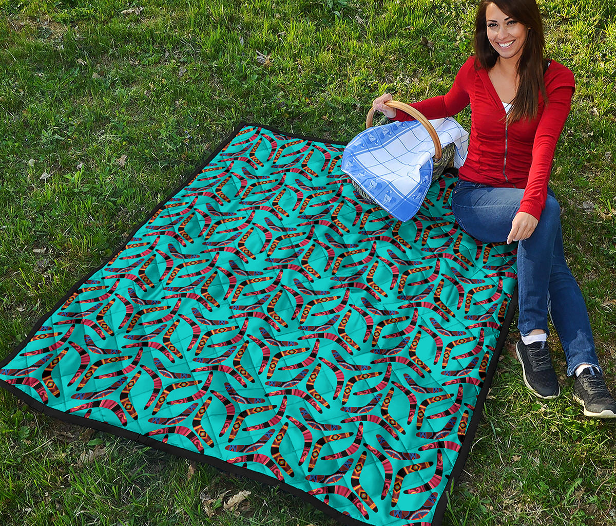 Australian Aboriginal Boomerang Print Quilt