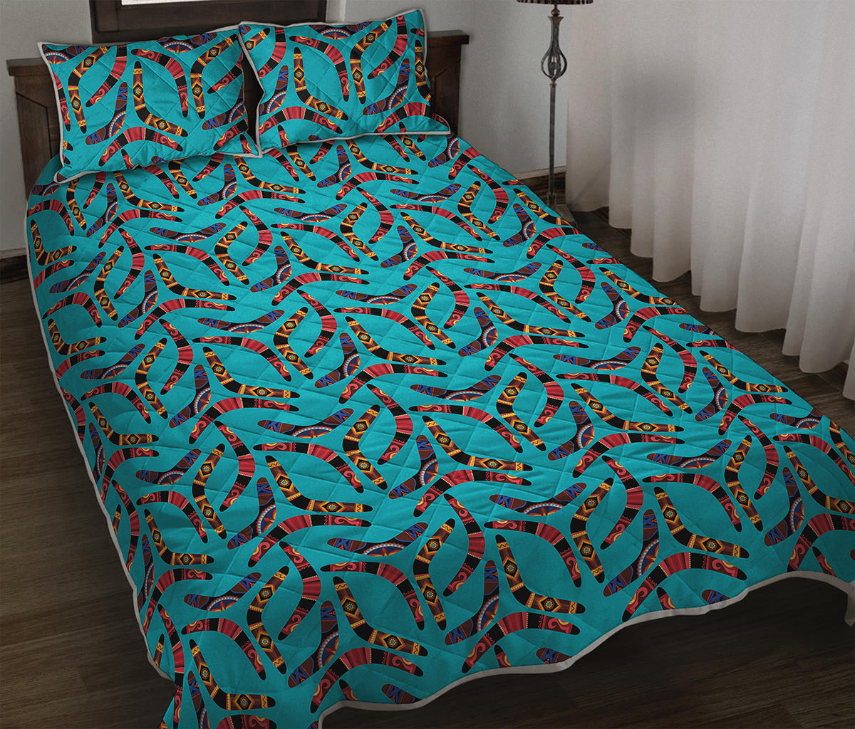Australian Aboriginal Boomerang Print Quilt Bed Set