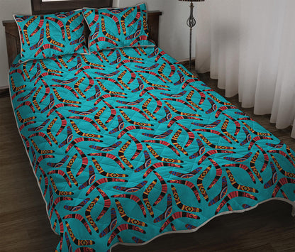 Australian Aboriginal Boomerang Print Quilt Bed Set