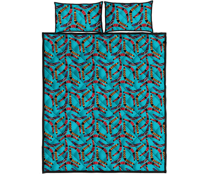 Australian Aboriginal Boomerang Print Quilt Bed Set