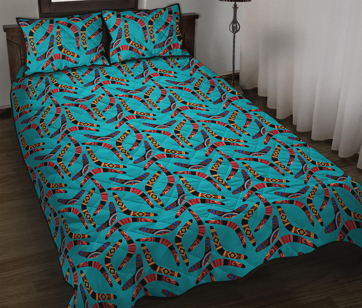 Australian Aboriginal Boomerang Print Quilt Bed Set