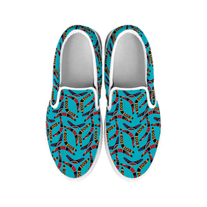 Australian Aboriginal Boomerang Print White Slip On Shoes