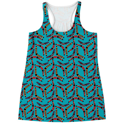 Australian Aboriginal Boomerang Print Women's Racerback Tank Top