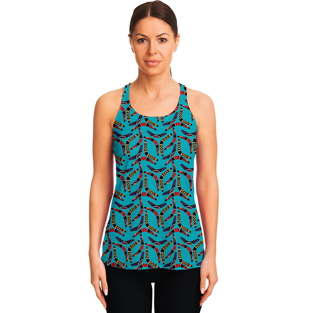 Australian Aboriginal Boomerang Print Women's Racerback Tank Top
