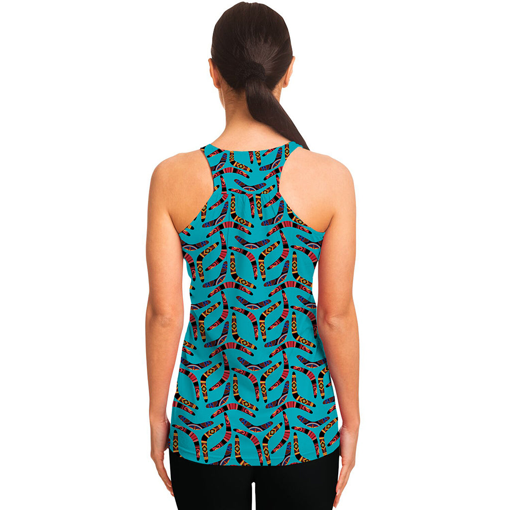 Australian Aboriginal Boomerang Print Women's Racerback Tank Top