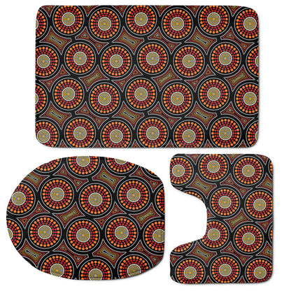 Australian Aboriginal Dot Pattern Print 3 Piece Bath Mat Set