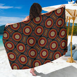 Australian Aboriginal Dot Pattern Print Beach Sarong Wrap