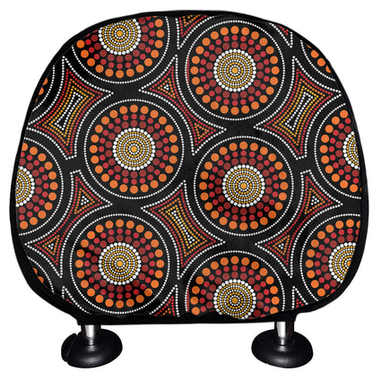 Australian Aboriginal Dot Pattern Print Car Headrest Covers