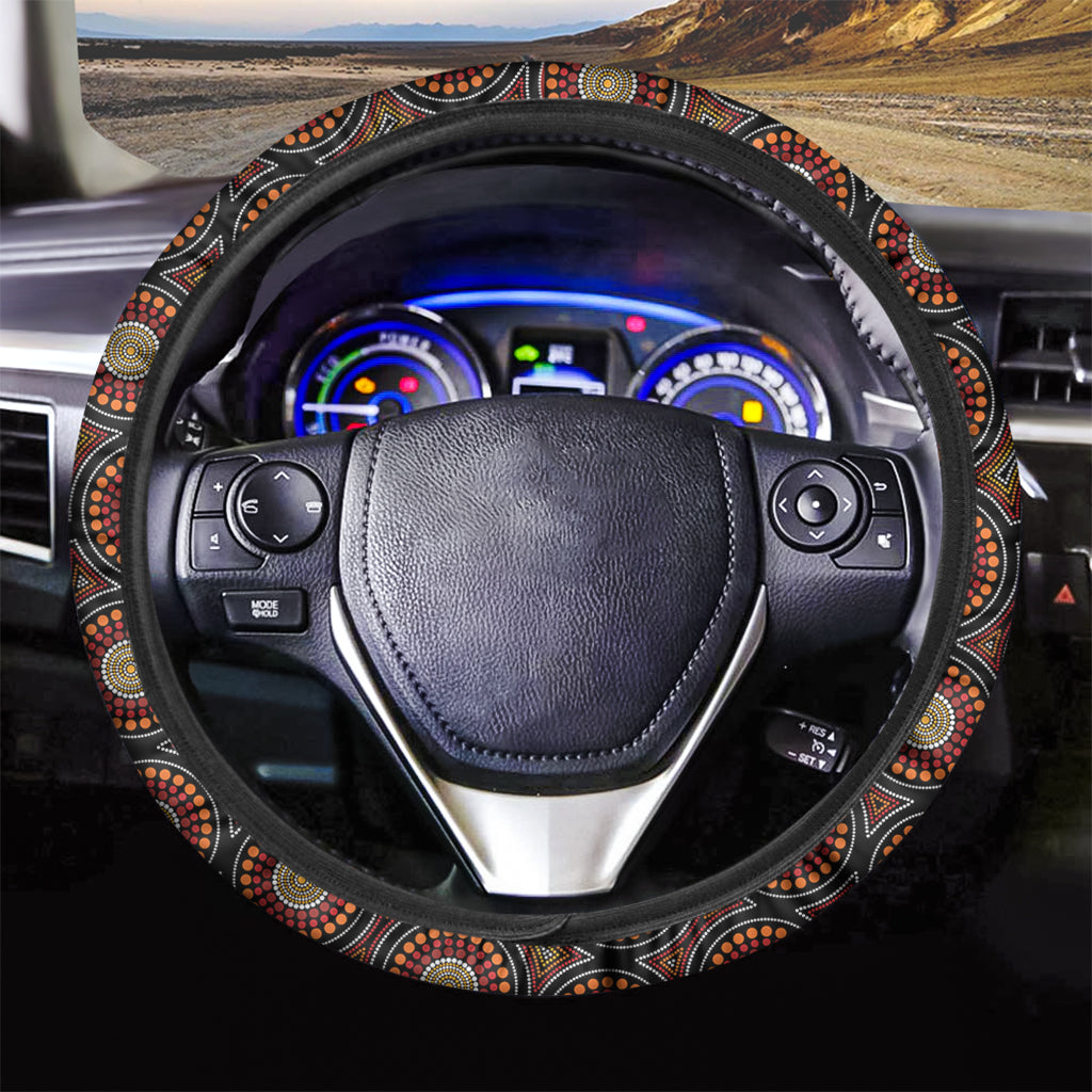 Australian Aboriginal Dot Pattern Print Car Steering Wheel Cover