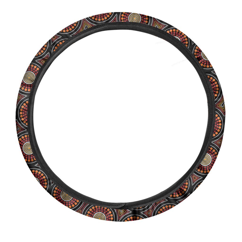 Australian Aboriginal Dot Pattern Print Car Steering Wheel Cover