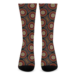 Australian Aboriginal Dot Pattern Print Crew Socks