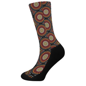 Australian Aboriginal Dot Pattern Print Crew Socks