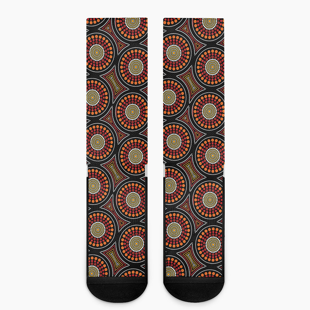 Australian Aboriginal Dot Pattern Print Crew Socks