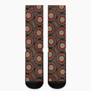 Australian Aboriginal Dot Pattern Print Crew Socks