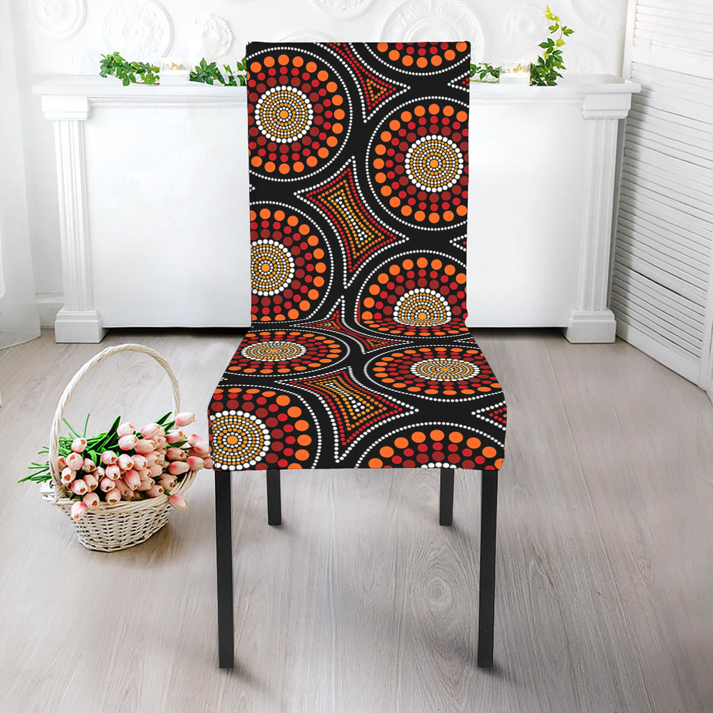 Australian Aboriginal Dot Pattern Print Dining Chair Slipcover