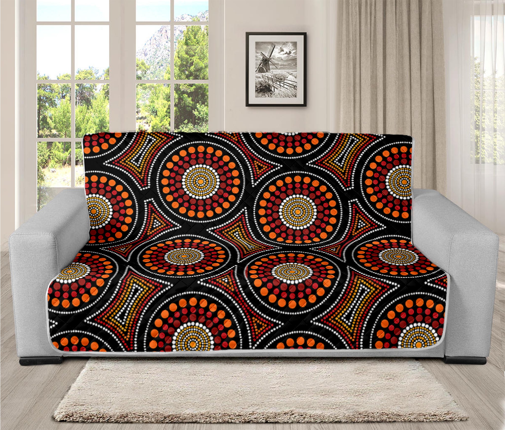 Australian Aboriginal Dot Pattern Print Futon Protector