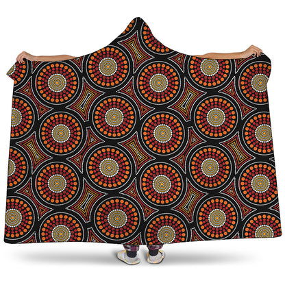 Australian Aboriginal Dot Pattern Print Hooded Blanket