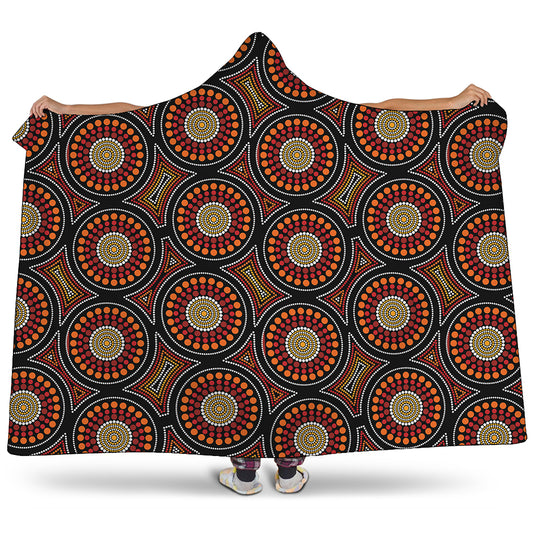 Australian Aboriginal Dot Pattern Print Hooded Blanket