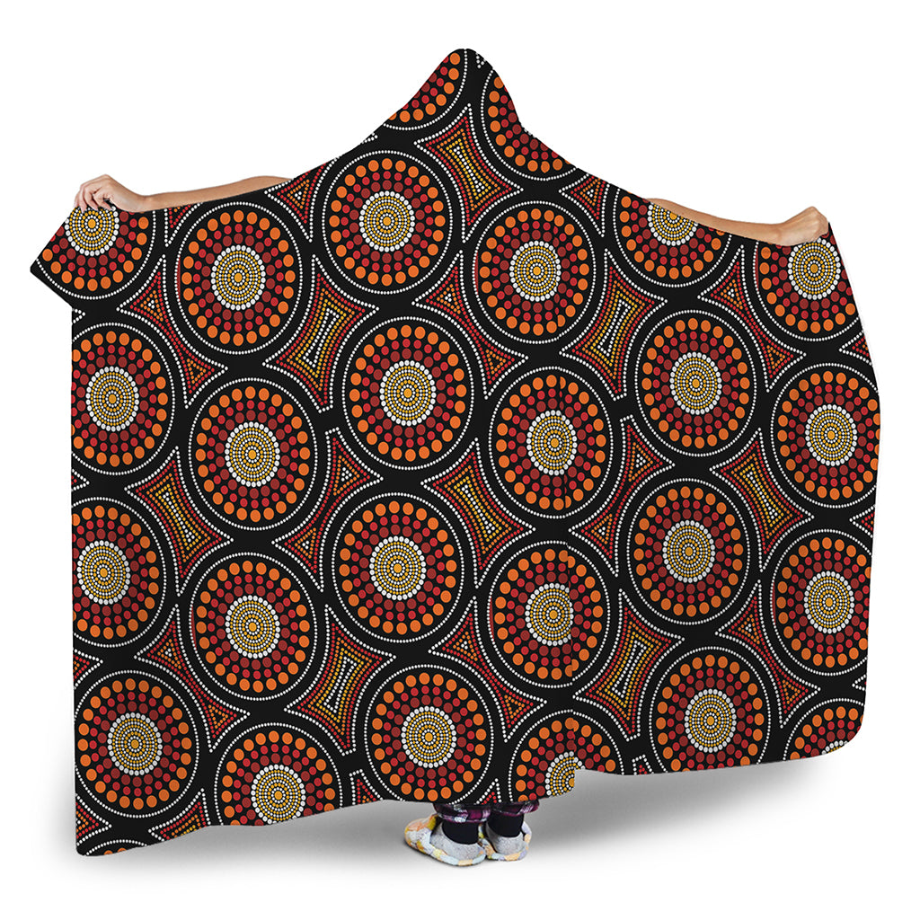 Australian Aboriginal Dot Pattern Print Hooded Blanket