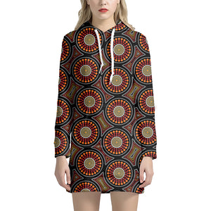 Australian Aboriginal Dot Pattern Print Hoodie Dress