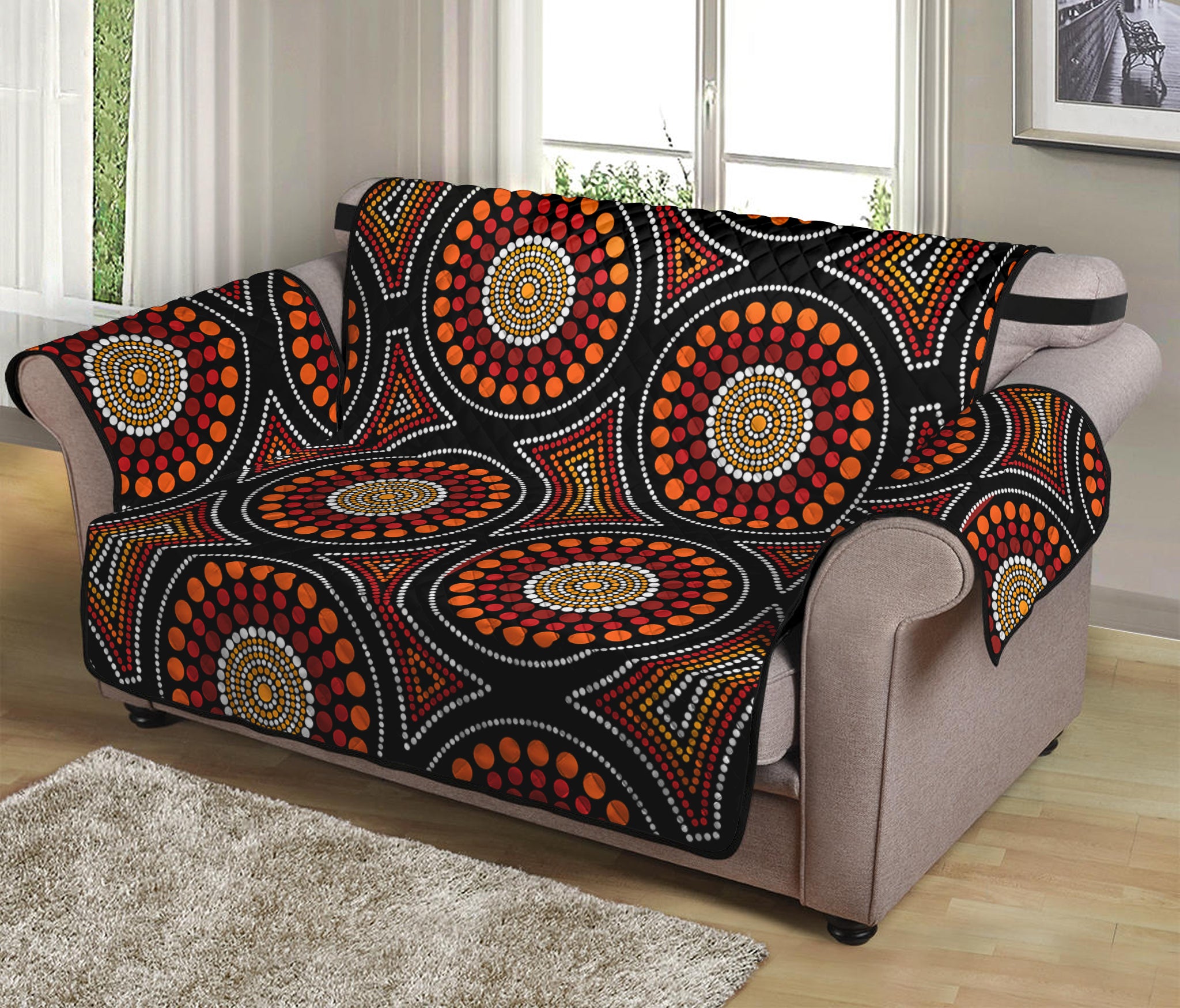 Australian Aboriginal Dot Pattern Print Loveseat Protector