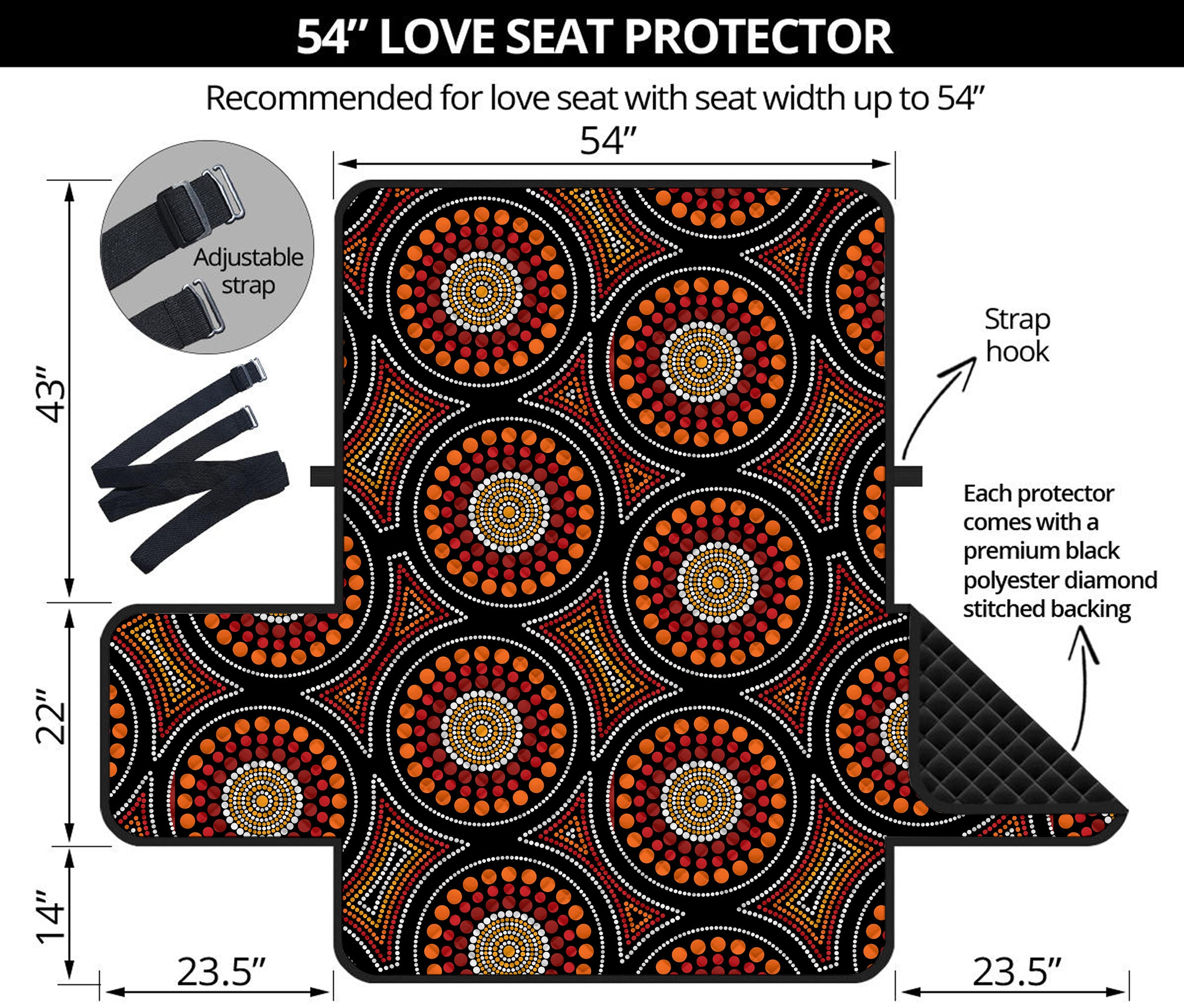 Australian Aboriginal Dot Pattern Print Loveseat Protector