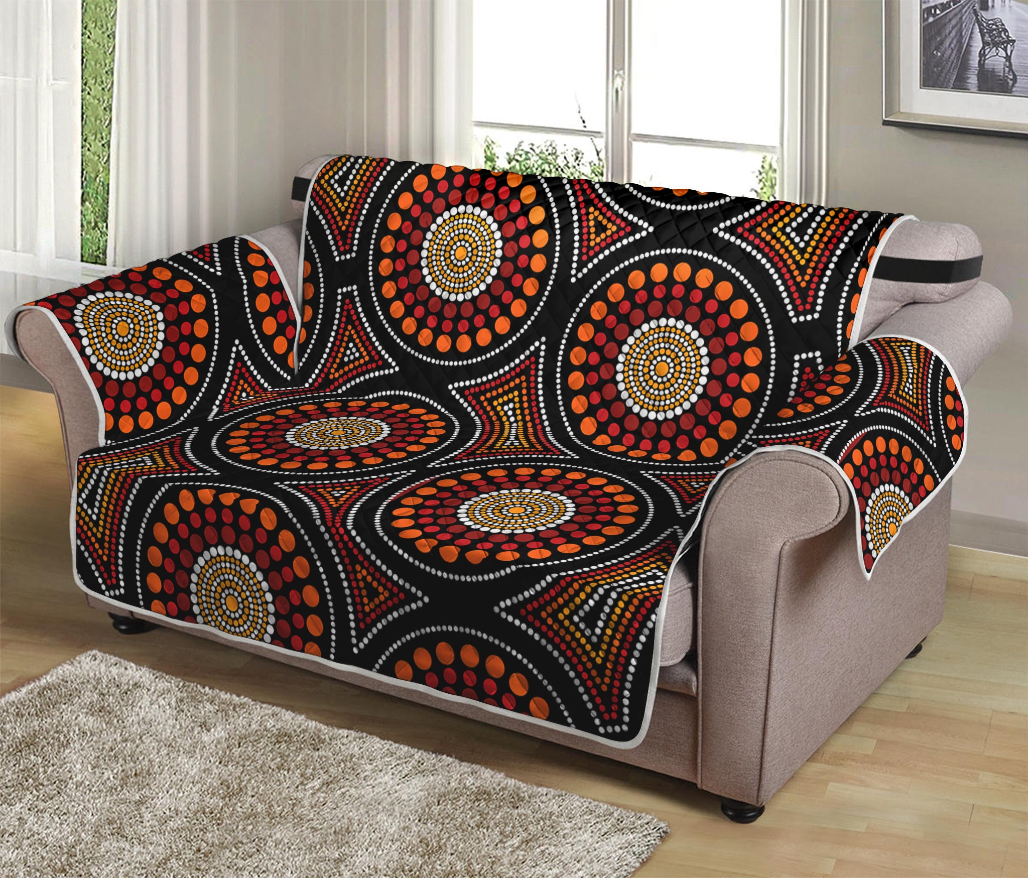 Australian Aboriginal Dot Pattern Print Loveseat Protector