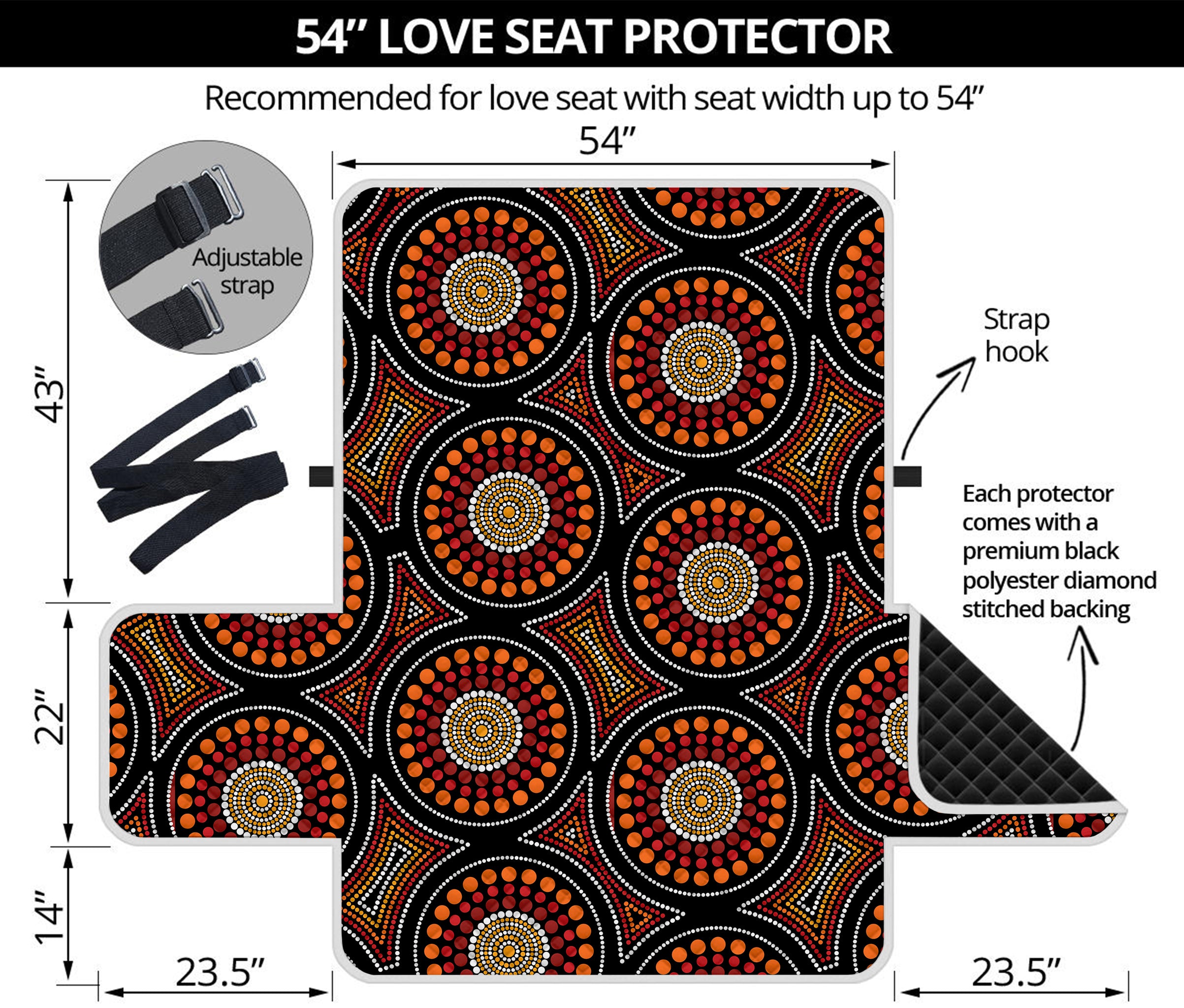 Australian Aboriginal Dot Pattern Print Loveseat Protector