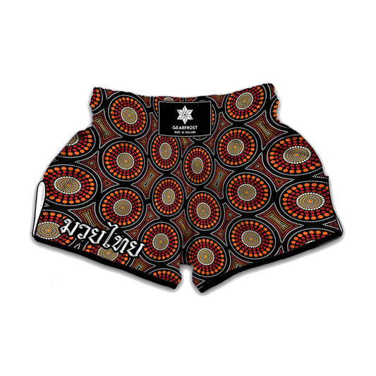 Australian Aboriginal Dot Pattern Print Muay Thai Boxing Shorts