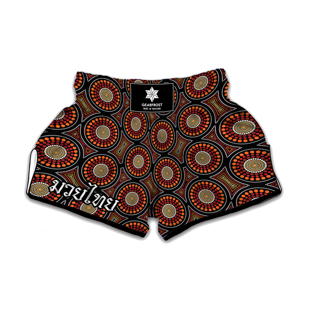 Australian Aboriginal Dot Pattern Print Muay Thai Boxing Shorts