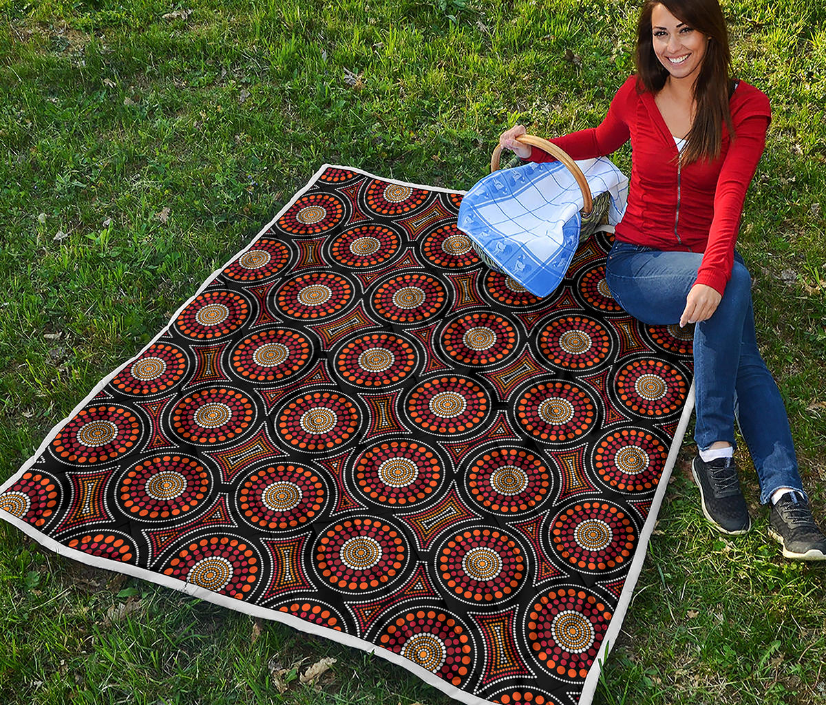 Australian Aboriginal Dot Pattern Print Quilt