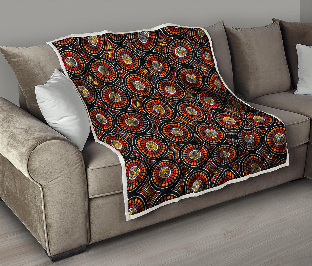 Australian Aboriginal Dot Pattern Print Quilt