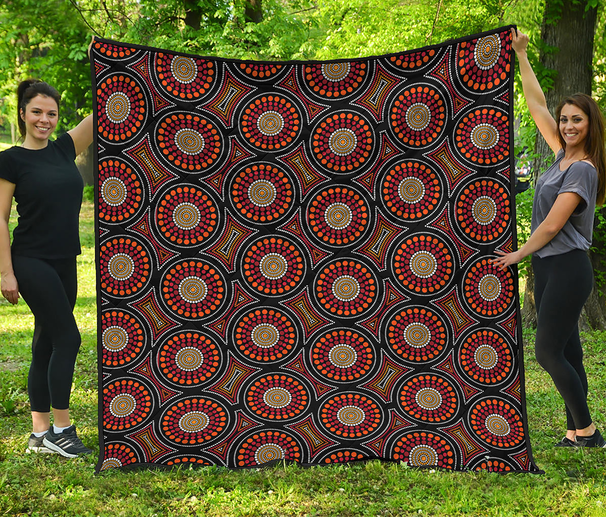 Australian Aboriginal Dot Pattern Print Quilt